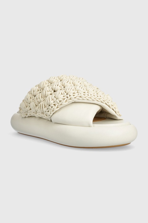 JW Anderson klapki Crochet Twister damskie kolor beżowy na platformie ANW42027A - zdjęcie produktu nr 2