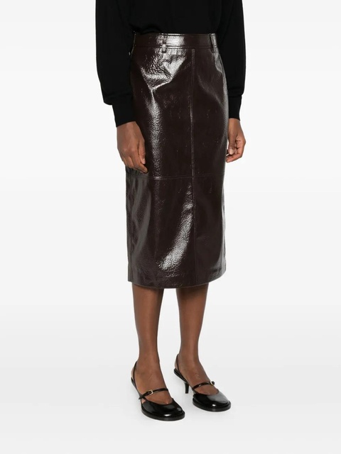 The Frankie Shop Taney crackled midi skirt - Brown - zdjęcie produktu nr 2