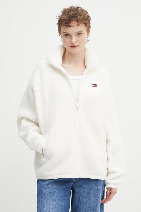 Tommy Jeans bluza polarowa damska kolor beżowy gładka DW0DW21596 - zdjęcie produktu nr 1