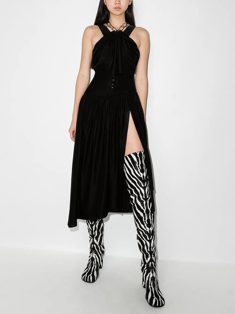 Rabanne halterneck chain-detail midi dress - Black - zdjęcie produktu nr 2
