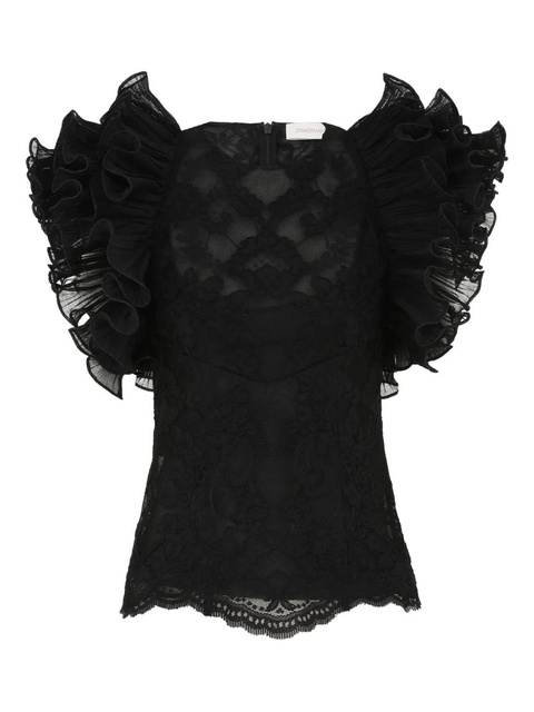 ZIMMERMANN ruffled lace top - Black - zdjęcie produktu nr 1