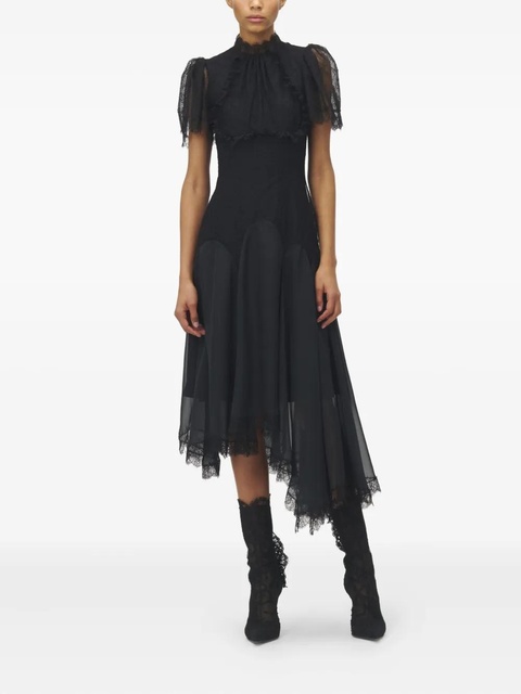Alexander McQueen lace ruffled midi dress - Black - zdjęcie produktu nr 2