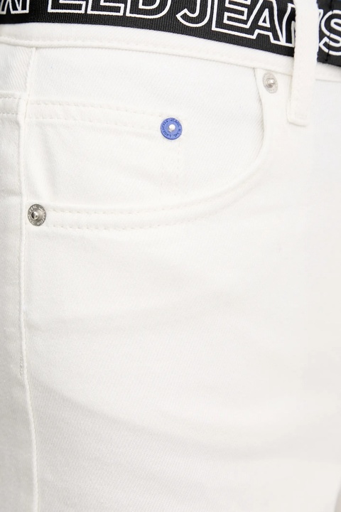 Karl Lagerfeld Jeans szorty jeansowe damskie kolor biały gładkie high waist A2W10039 - zdjęcie produktu nr 2