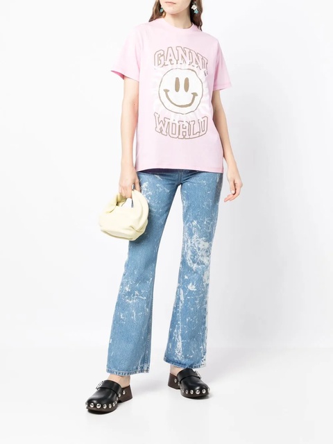 GANNI smiley relaxed-fit T-shirt - Pink - zdjęcie produktu nr 1