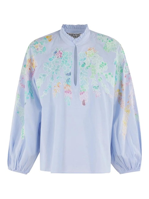 Essentiel Antwerp floral-embroidered balloon-sleeve top - Blue - zdjęcie produktu nr 1