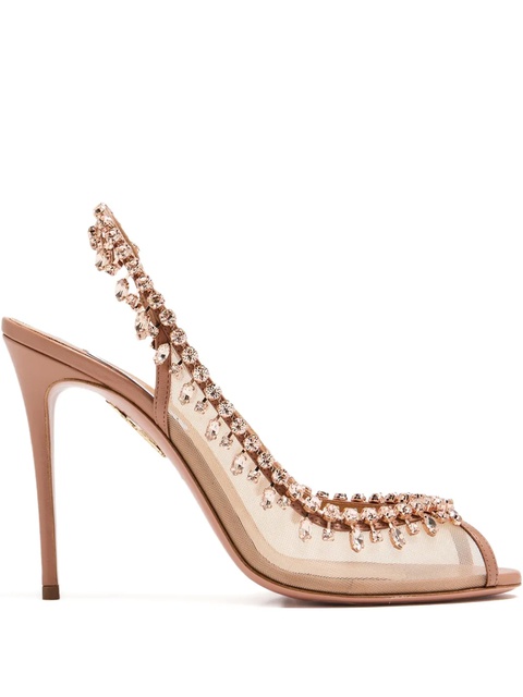 Aquazzura 105mm open-toe slingback heeled pumps - Neutrals - zdjęcie produktu nr 1