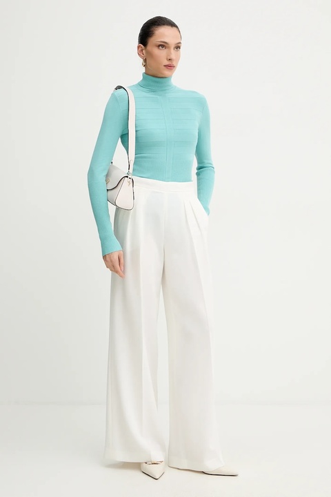 Morgan sweter MENTOS.M damski kolor turkusowy z golfem MENTOS.M - zdjęcie produktu nr 2