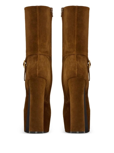 Saint Laurent platform block-heel lambskin boots - Brown - zdjęcie produktu nr 2