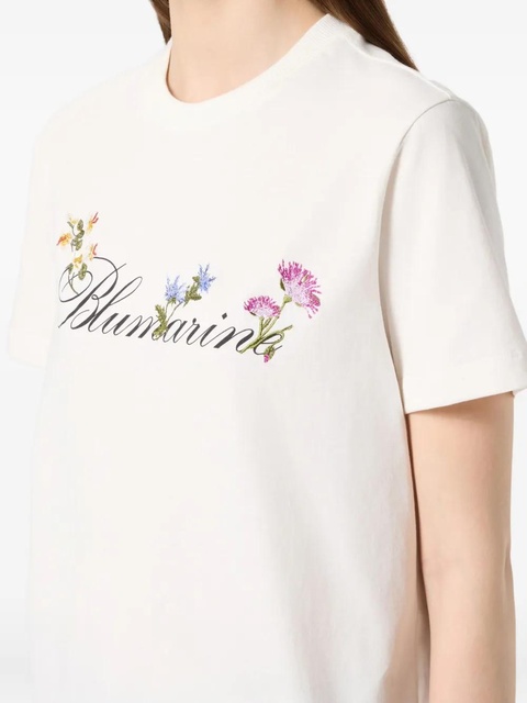 Blumarine floral-embroidered T-shirt - White - zdjęcie produktu nr 2