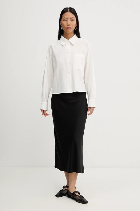 Marc O'Polo koszula bawełniana damska kolor beżowy relaxed z kołnierzykiem klasycznym 5000007466 - zdjęcie produktu nr 2