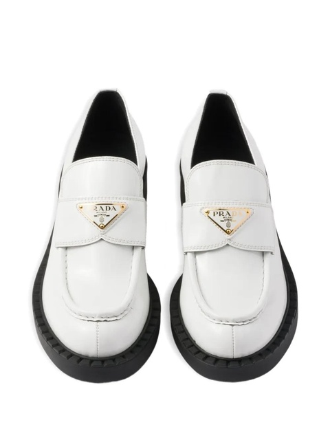 Prada triangle-logo leather loafers - White - zdjęcie produktu nr 2