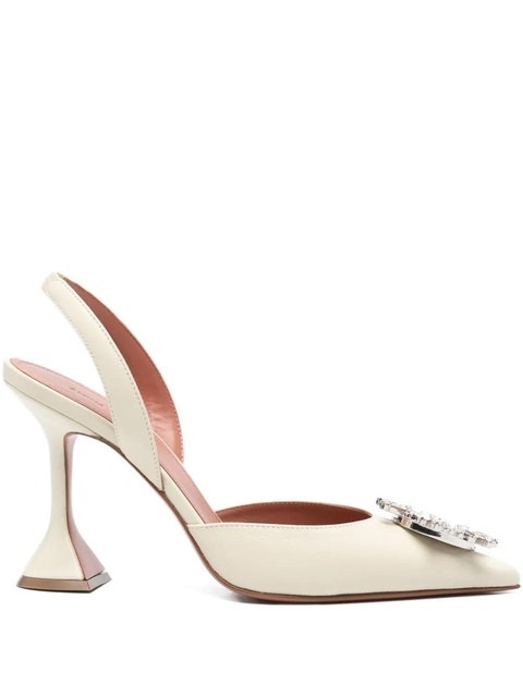 Amina Muaddi 95mm Begum crystal-embellished slingback pumps - Neutrals - zdjęcie produktu nr 1