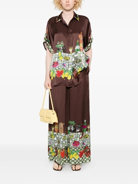 ALEMAIS Fredo illustration-print short-sleeve shirt - Brown - zdjęcie produktu nr 2