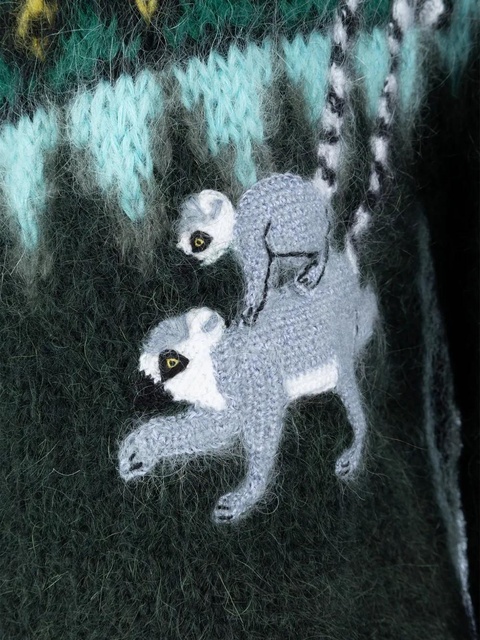 LOEWE mohair lemur-embroidered sweater - Green - zdjęcie produktu nr 2