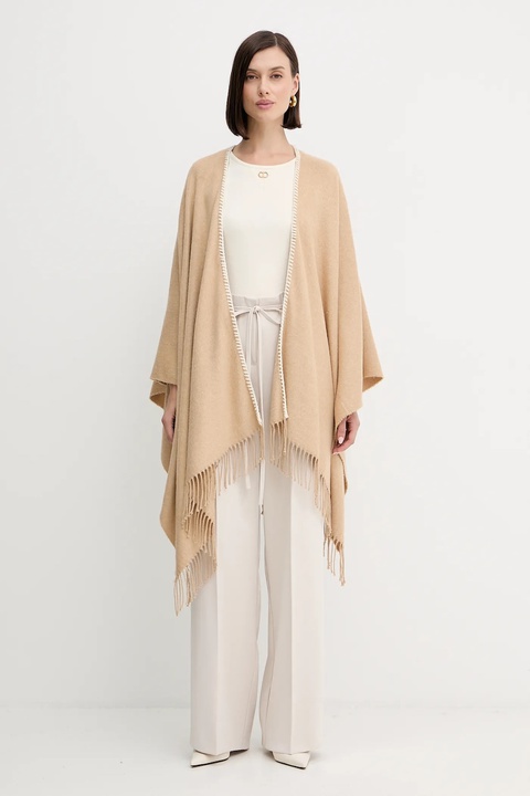 Marella poncho Emme by Marella kolor beżowy 2525546031200 - zdjęcie produktu nr 2