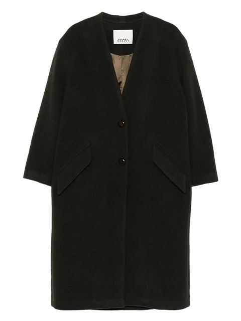 ISABEL MARANT button-front patch-pocket coat - Green - zdjęcie produktu nr 1