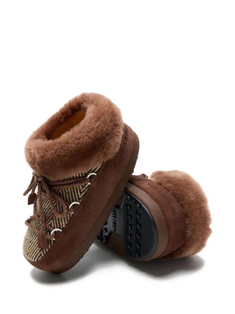 Moon Boot Chalet fur-lined herringbone mules - Brown - zdjęcie produktu nr 2