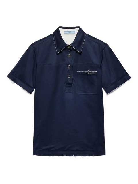 Prada Lisle logo-label cotton polo shirt - Blue - zdjęcie produktu nr 1