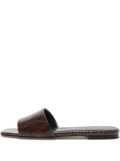 Aeyde Anna snakeskin-effect square-toe sandals - Brown - zdjęcie produktu nr 1