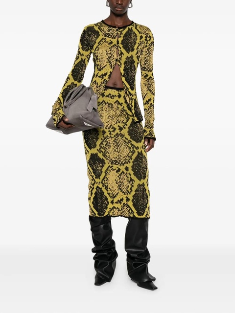 The Attico snakeskin-intarsia cardigan - Yellow - zdjęcie produktu nr 2