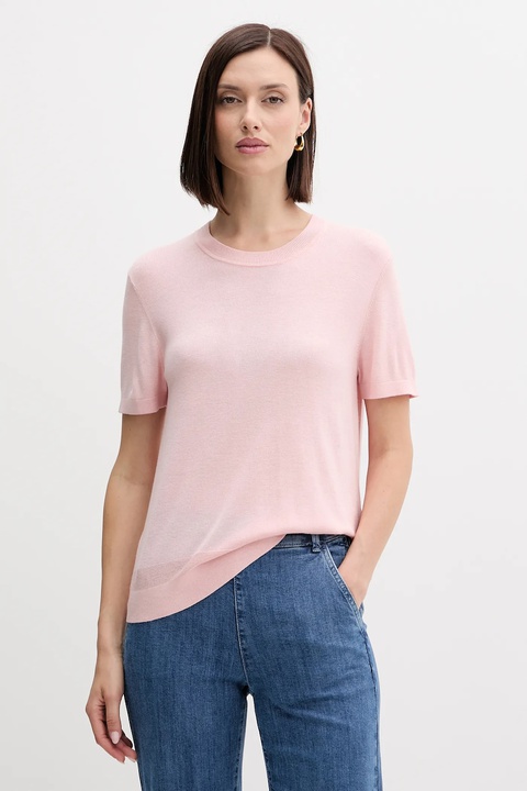 United Colors of Benetton t-shirt z jedwabiem damskie kolor różowy 1ZRED10BK - zdjęcie produktu nr 1