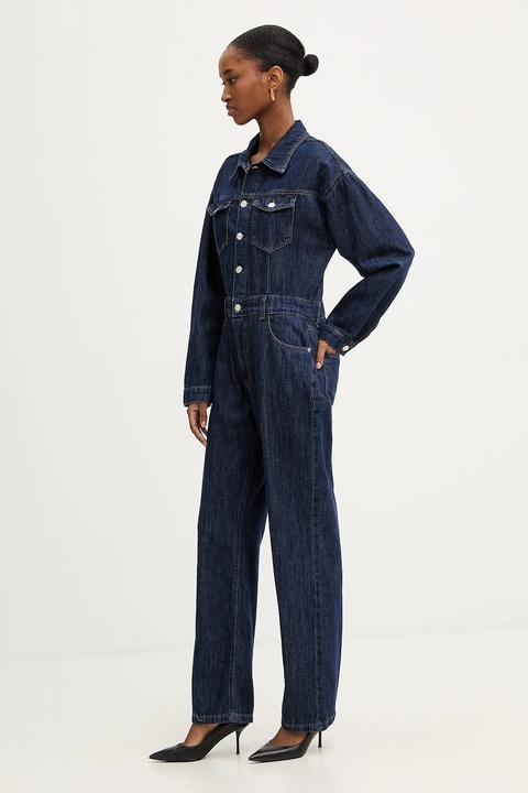 Haveone kombinezon jeansowy kolor niebieski bawełniany z kołnierzykiemm YGZ-P006 - zdjęcie produktu nr 2
