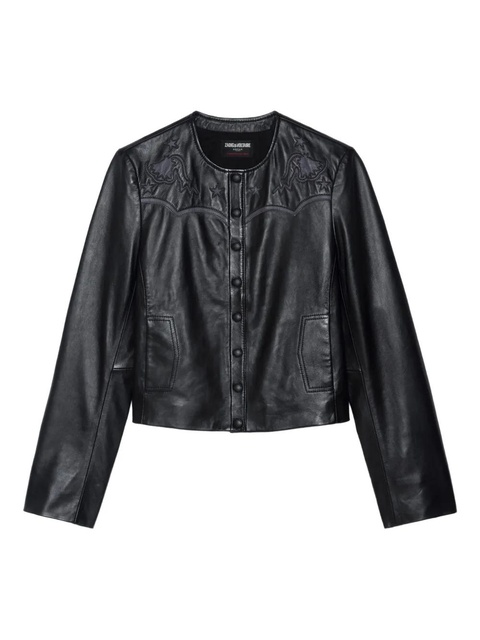 Zadig&Voltaire embroidered-details leather jacket - Black - zdjęcie produktu nr 1