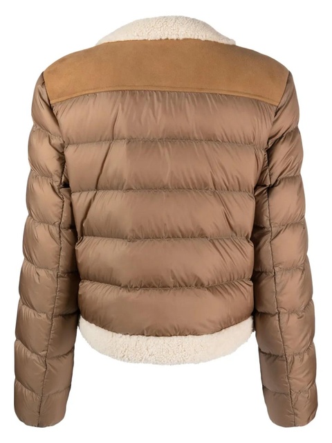 Moncler panelled padded suede bomber jacket - Brown - zdjęcie produktu nr 2