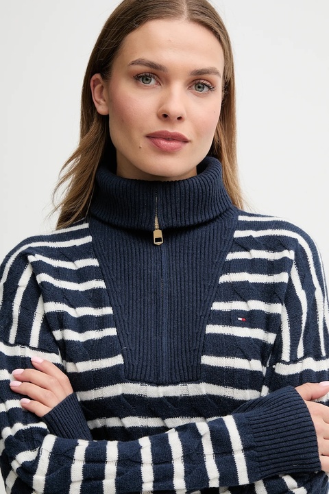 Tommy Hilfiger sweter wełniany damski kolor granatowy WW0WW46425 - zdjęcie produktu nr 2