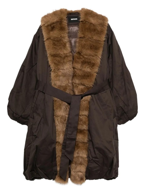 ROTATE BIRGER CHRISTENSEN faux fur collar coat - Brown - zdjęcie produktu nr 1