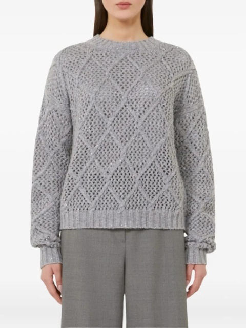 Max Mara sequin-embellished diamond-pattern sweater - Grey - zdjęcie produktu nr 2