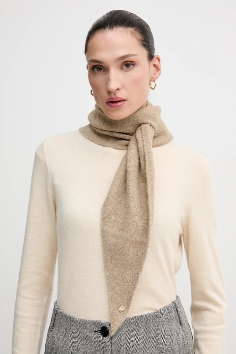 Pedro del Hierro szalik z domieszką wełny damski kolor beżowy gładki 4962464 - zdjęcie produktu nr 1