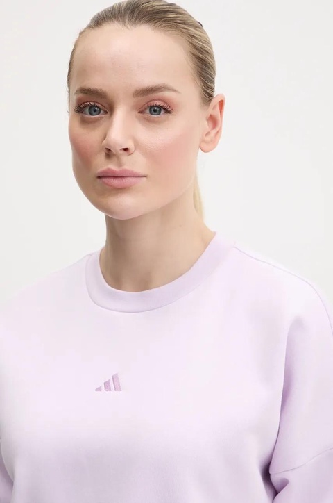 adidas bluza Essentials damska kolor fioletowy z aplikacją JI6068 - zdjęcie produktu nr 2