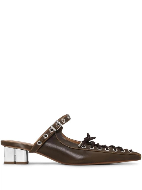 GANNI 35mm eyelet-embellished mules - Green - zdjęcie produktu nr 1