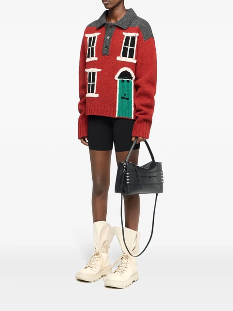 JW Anderson house-intarsia polo jumper - Red - zdjęcie produktu nr 1