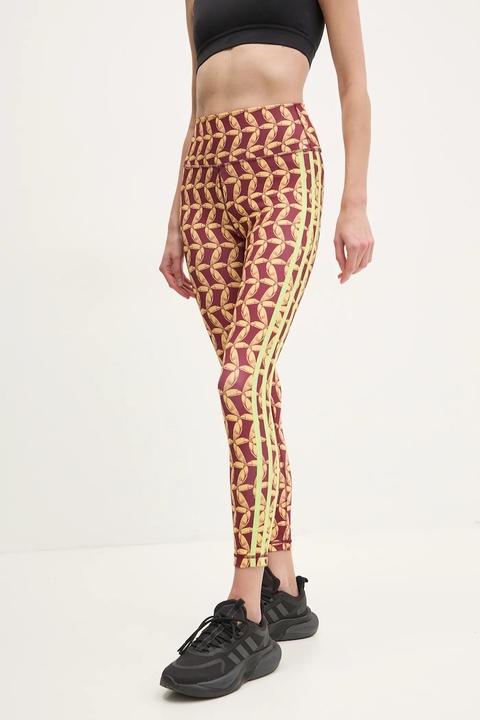 adidas Performance legginsy treningowe x Farm Rio kolor bordowy wzorzyste JD6310 - zdjęcie produktu nr 1