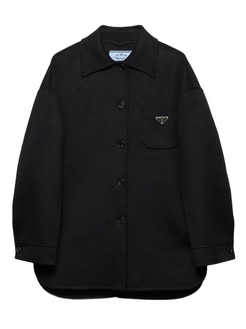 Prada button Triangle-logo jacket - Black - zdjęcie produktu nr 1