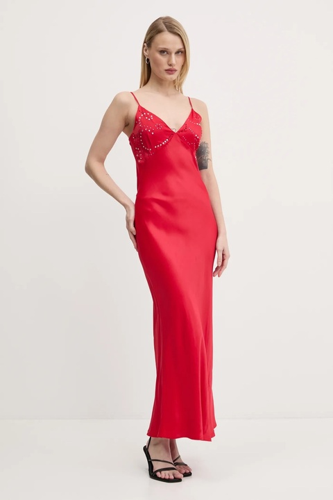 Never Fully Dressed sukienka Gem Rhea kolor czerwony maxi prosta NFDDR1852 - zdjęcie produktu nr 1