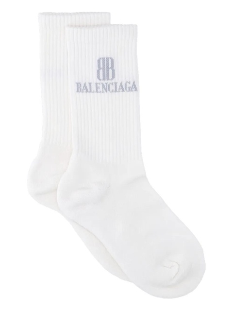 Balenciaga logo-embroidered ribbed socks - White - zdjęcie produktu nr 1