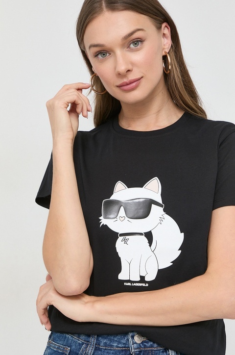 Karl Lagerfeld t-shirt bawełniany kolor czarny - zdjęcie produktu nr 1