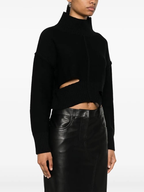 MM6 Maison Margiela cut-out cropped jumper - Black - zdjęcie produktu nr 2
