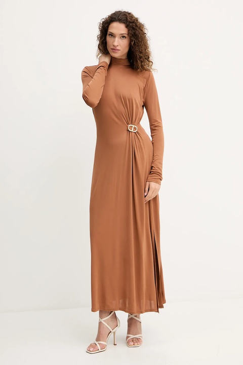 Twinset sukienka kolor brązowy maxi prosta 252TP2024 - zdjęcie produktu nr 1