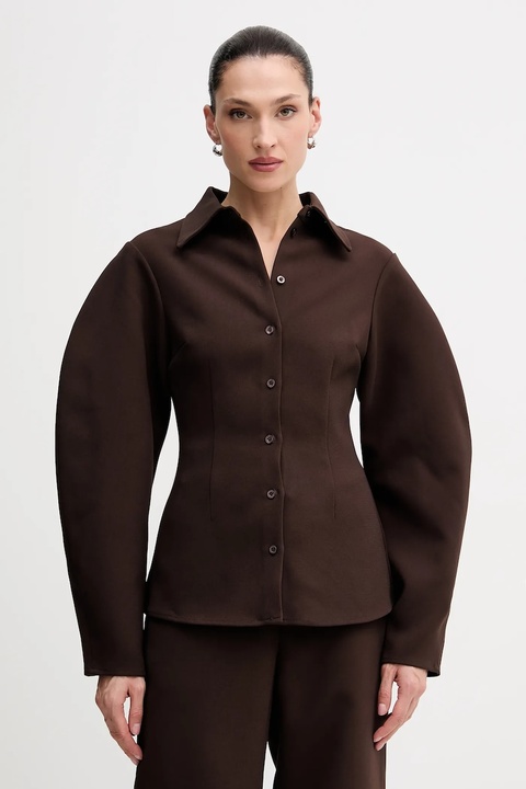 Rotate koszula damska kolor brązowy regular z kołnierzykiem klasycznym 1149342910 - zdjęcie produktu nr 1