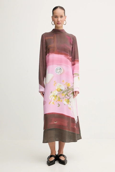 Stine Goya sukienka kolor różowy midi prosta SG-PS26-D017-2263P - zdjęcie produktu nr 1