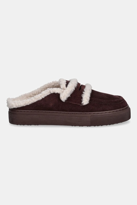 Inuikii kapcie zamszowe Mule Wool kolor czerwony 1004.017.0011.518 - zdjęcie produktu nr 1