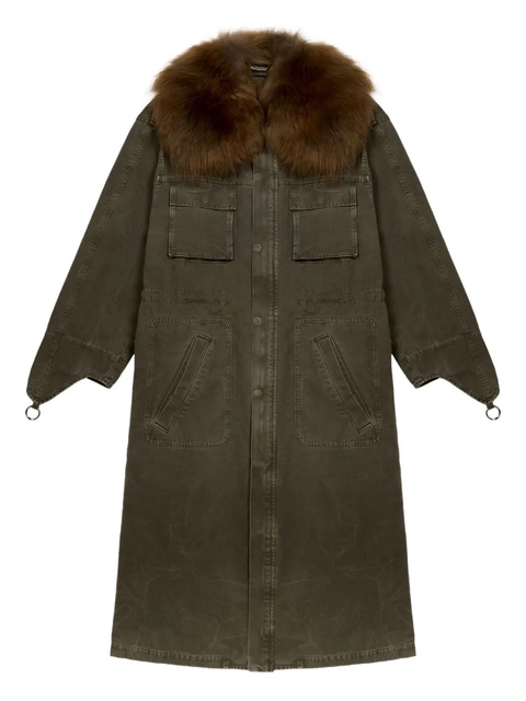 Blumarine fur-collar parka coat - Green - zdjęcie produktu nr 1