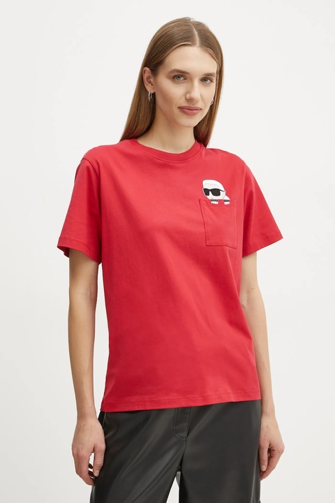 Karl Lagerfeld t-shirt bawełniany damski kolor czerwony A1W17100 - zdjęcie produktu nr 1