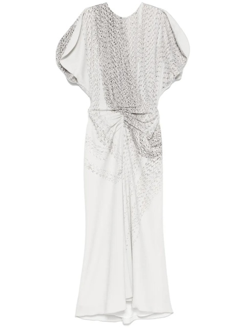 Victoria Beckham chain-print gathered midi dress - Grey - zdjęcie produktu nr 1