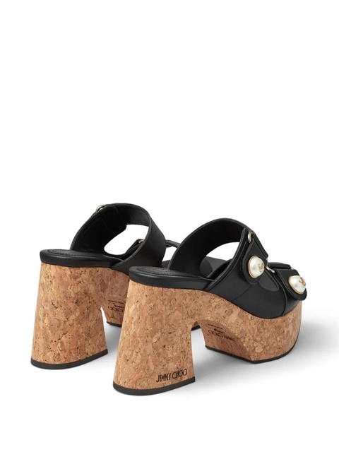 Jimmy Choo Fayence 95mm leather platform sandals - Black - zdjęcie produktu nr 2