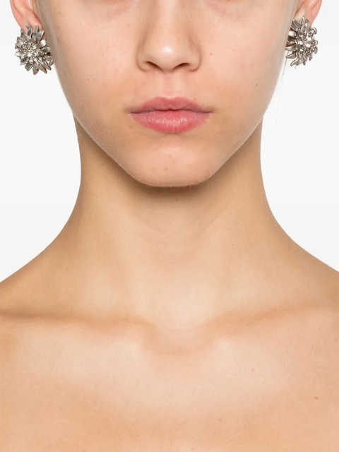 Miu Miu floral-motif clip-on earrings - Silver - zdjęcie produktu nr 1